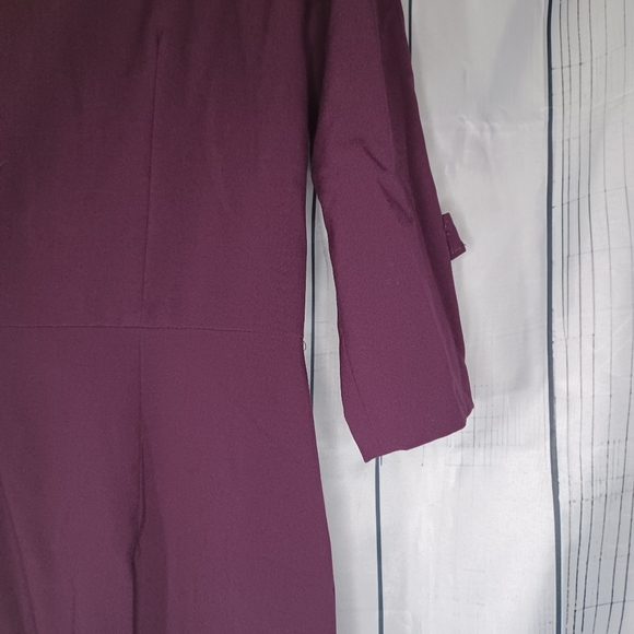 Tahari Arthur Levine 3/4 sleeve Womens 8 Dress Purple Pleated - Picture 14 of 16